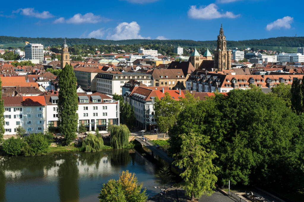 Heilbronn – Blick über den Neckar auf die Altstadt mit Kilianskirche